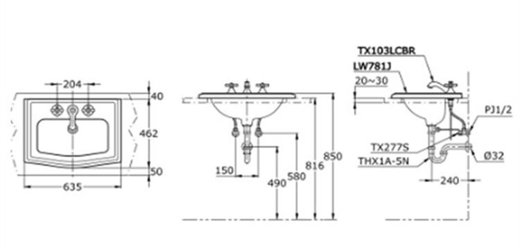 Toto LW781J Wastafel